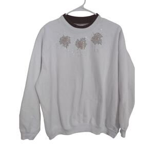 Top Stitch By Morning Sun Fall‎ Sweatshirt Size Large Petite Classic Preppy Cozy